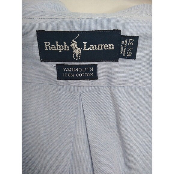 Ralph Lauren Polo Button Down Shirt Cotton Blue 16 1/2 33 Yarmouth Denim Preppy - Picture 6 of 11